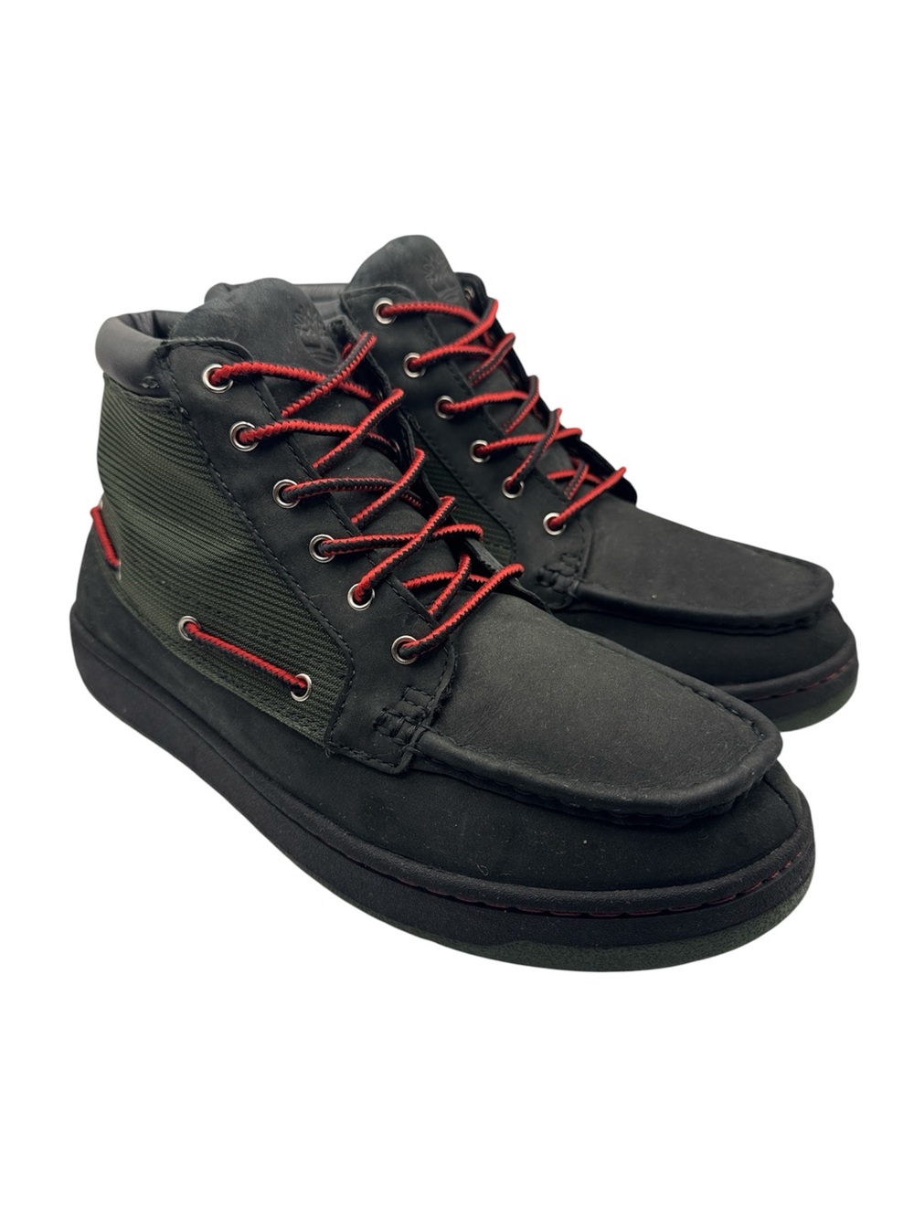 Timberland Men's Mid Hiking Boots Black Leather Red Olive 31577 5722 Size 9M